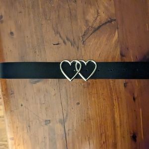 Double Heart Buckle and Leather Belt  38"